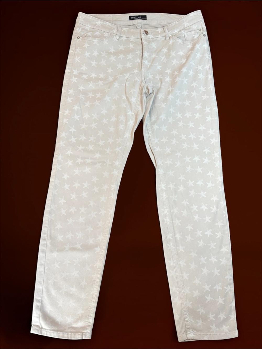 Marc Cain Beige Star-Print Jeans Sz 6-8 US